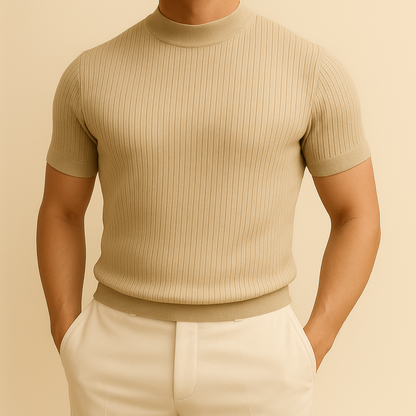Men's Mock Turtleneck Ribbed Knit Tee for men, view 2