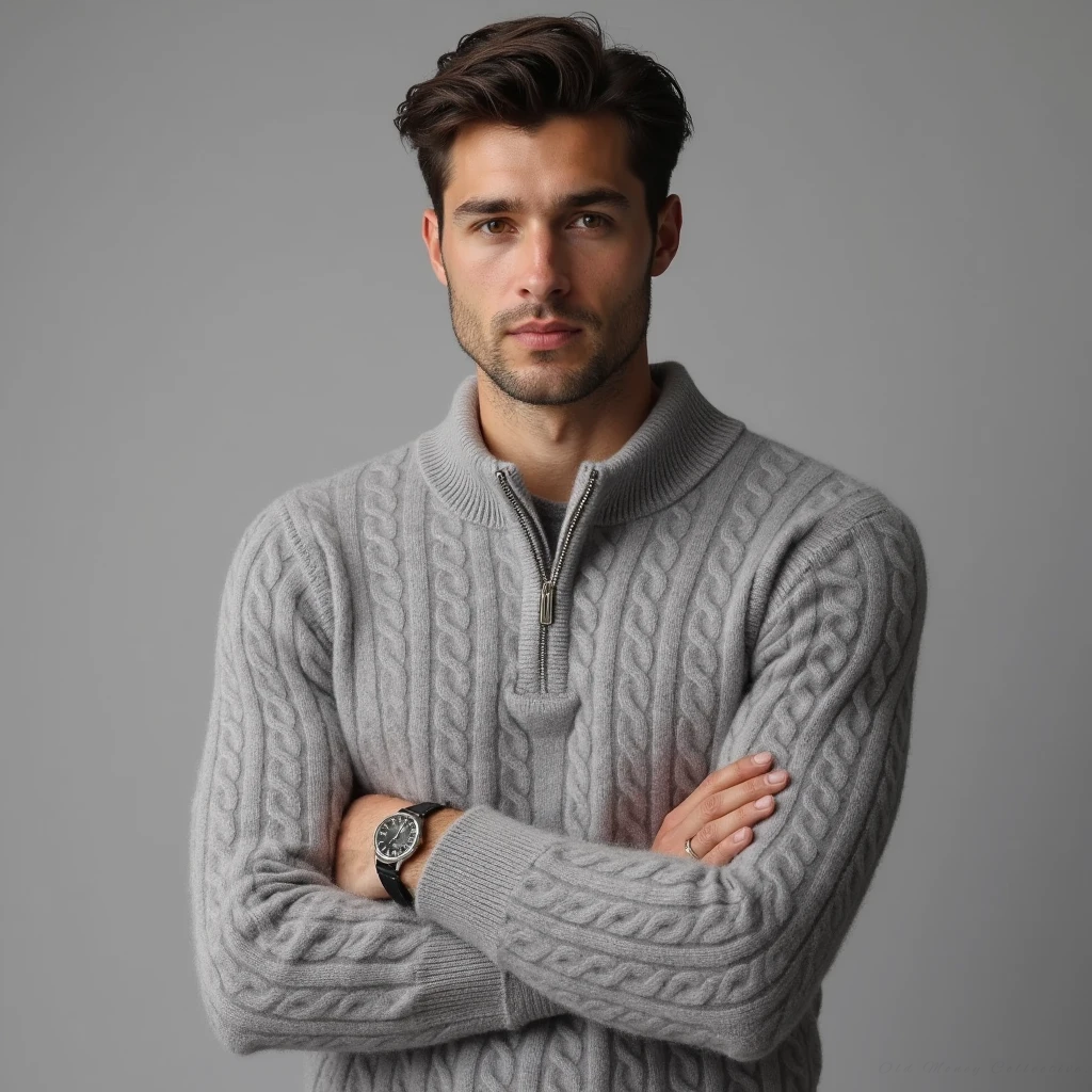 Aspen Cashmere Half-Zip Pullover for men, gray