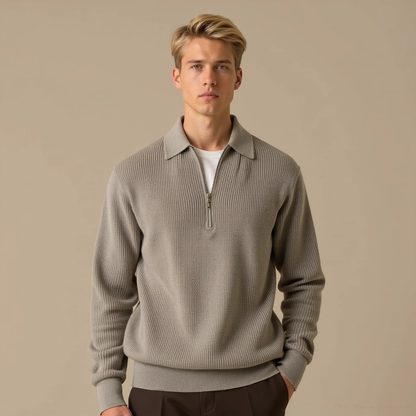 Aspen Knitted Zip-Up Sweater for men, light gray