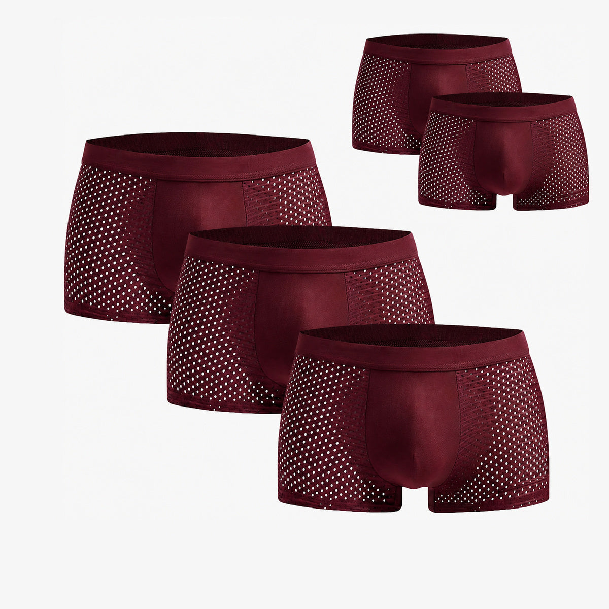 Bamboo Boxer Shorts Original Buy 2, Get 3 Free for men, burgundy