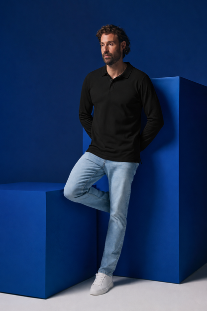 Bamboo Long Sleeve Polos 2-Pack for men, view 4