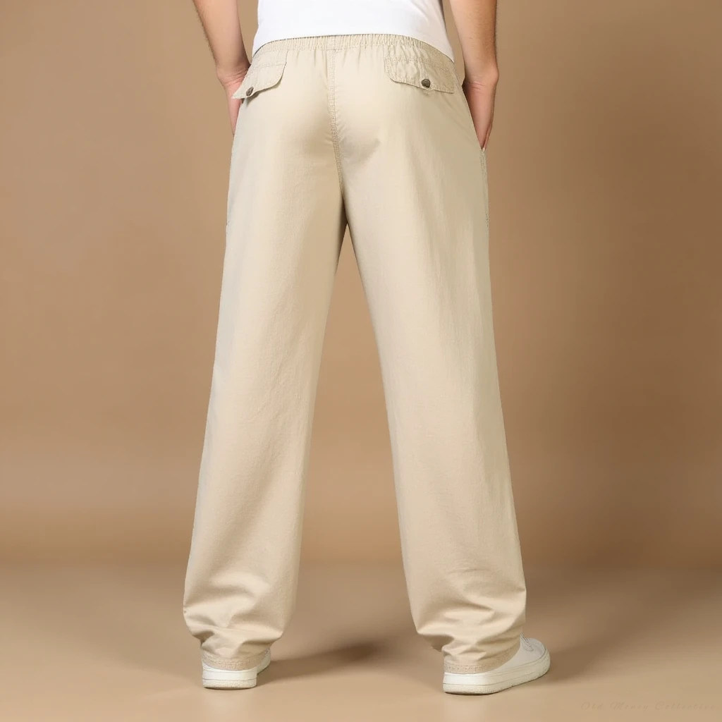 Cotton Linen Pantalon for men, khaki