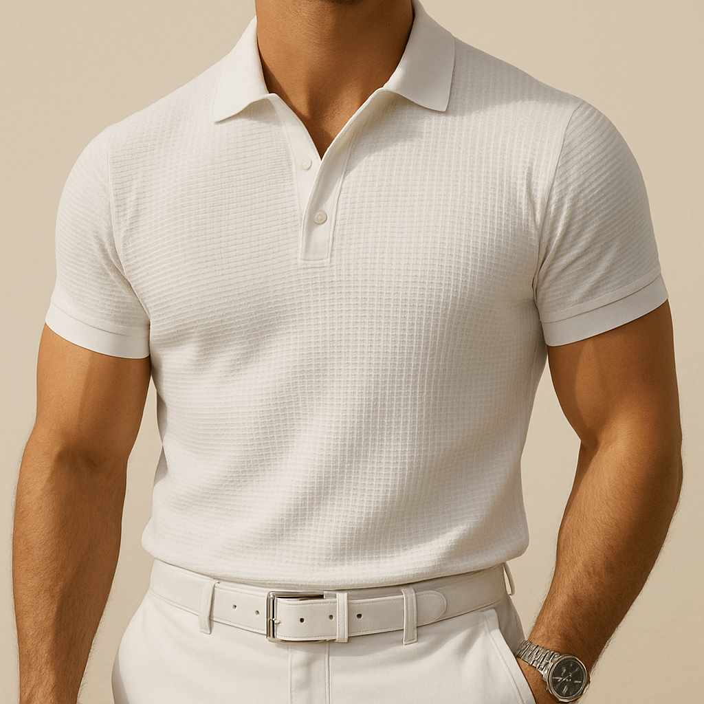 Open Knit Short Sleeve Polo for men, view 9