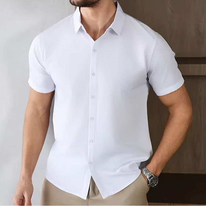 Men's Business Casual Solid Color Short Sleeve Shirt for men, view 12
