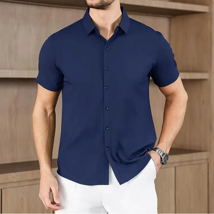 Men's Business Casual Solid Color Short Sleeve Shirt for men, view 11