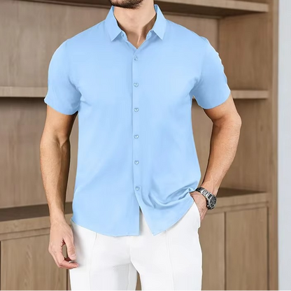 Men's Business Casual Solid Color Short Sleeve Shirt for men, view 9
