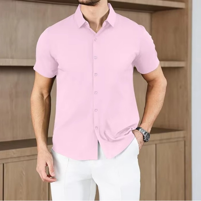 Men's Business Casual Solid Color Short Sleeve Shirt for men, view 8