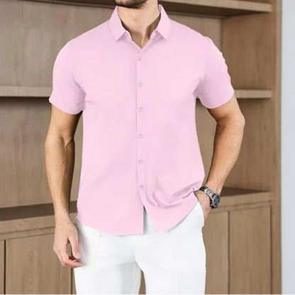 Men's Business Casual Solid Color Short Sleeve Shirt for men, view 8