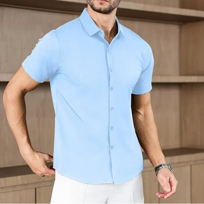 Men's Business Casual Solid Color Short Sleeve Shirt for men, view 7