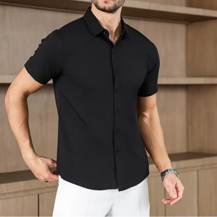 Men's Business Casual Solid Color Short Sleeve Shirt for men, view 6
