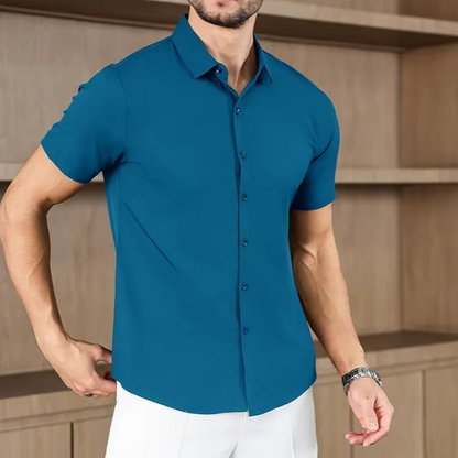 Men's Business Casual Solid Color Short Sleeve Shirt for men, view 5