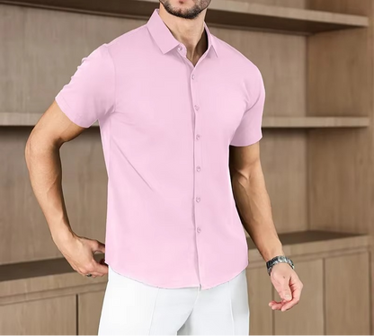 Men's Business Casual Solid Color Short Sleeve Shirt for men, view 4