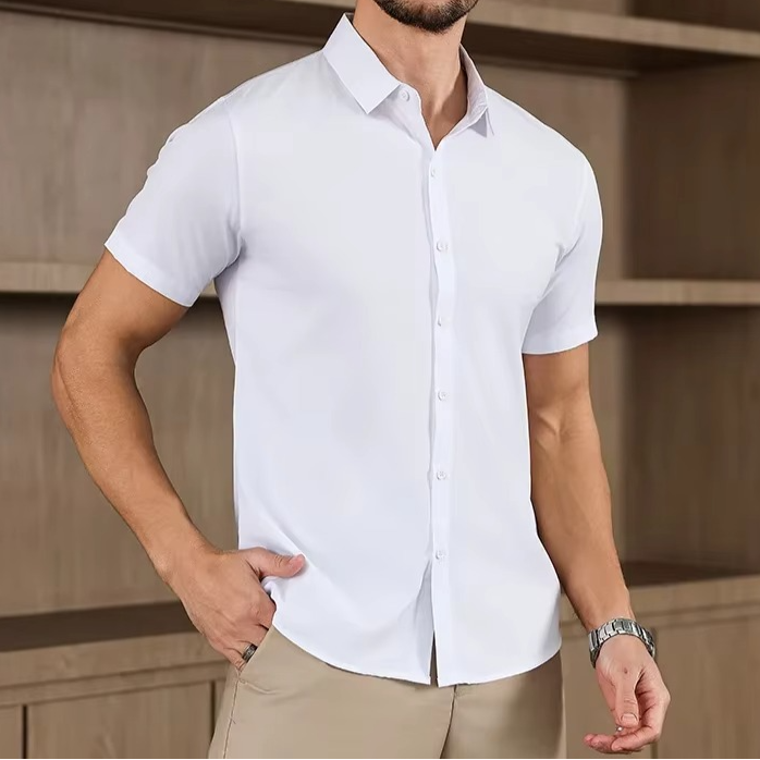 Men's Business Casual Solid Color Short Sleeve Shirt for men, view 1