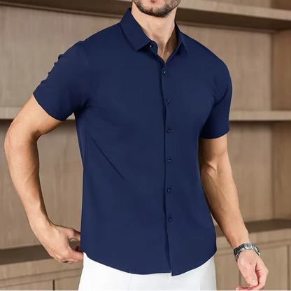 Men's Business Casual Solid Color Short Sleeve Shirt for men, view 2