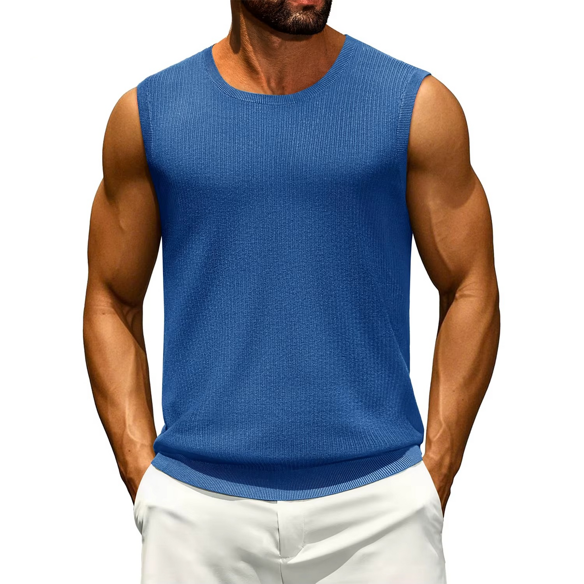 Men's Ribbed Knit Casual Tank Top for men, view 1