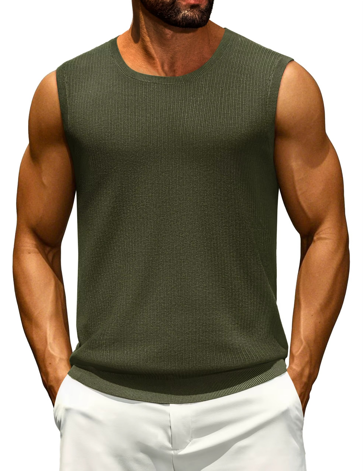 Men's Ribbed Knit Casual Tank Top for men, view 5