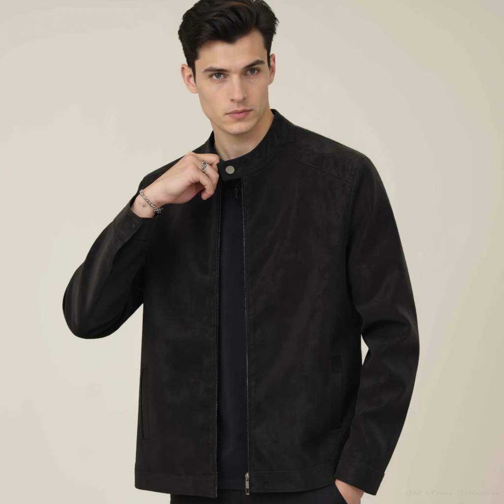 Luxe Suede-Leather Jacket for men, black