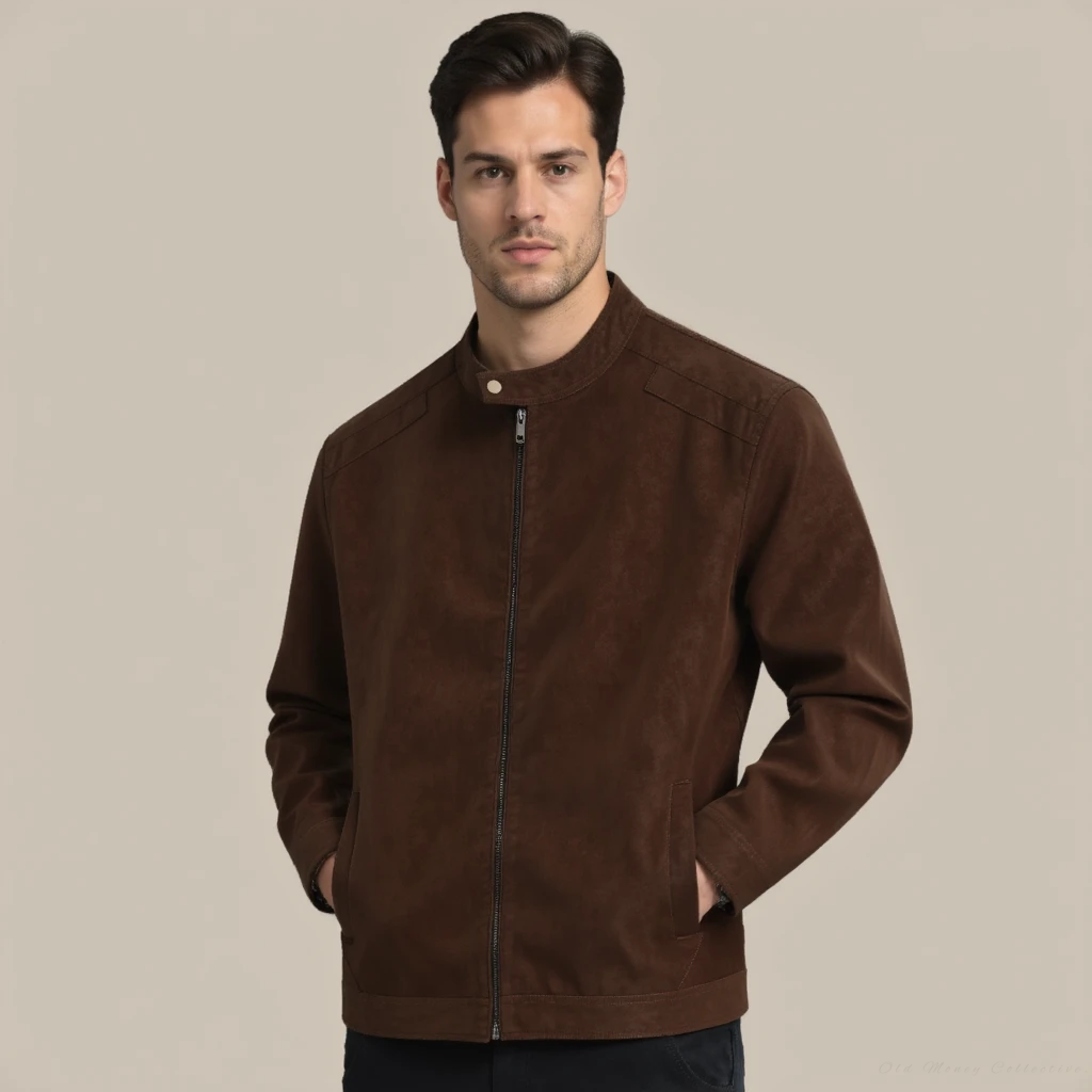 Luxe Suede-Leather Jacket for men, brown