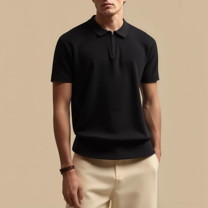 Marbella Zip-Up Polo for men, black