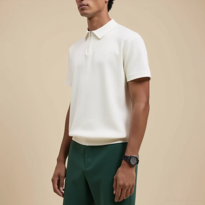 Marbella Zip-Up Polo for men, white