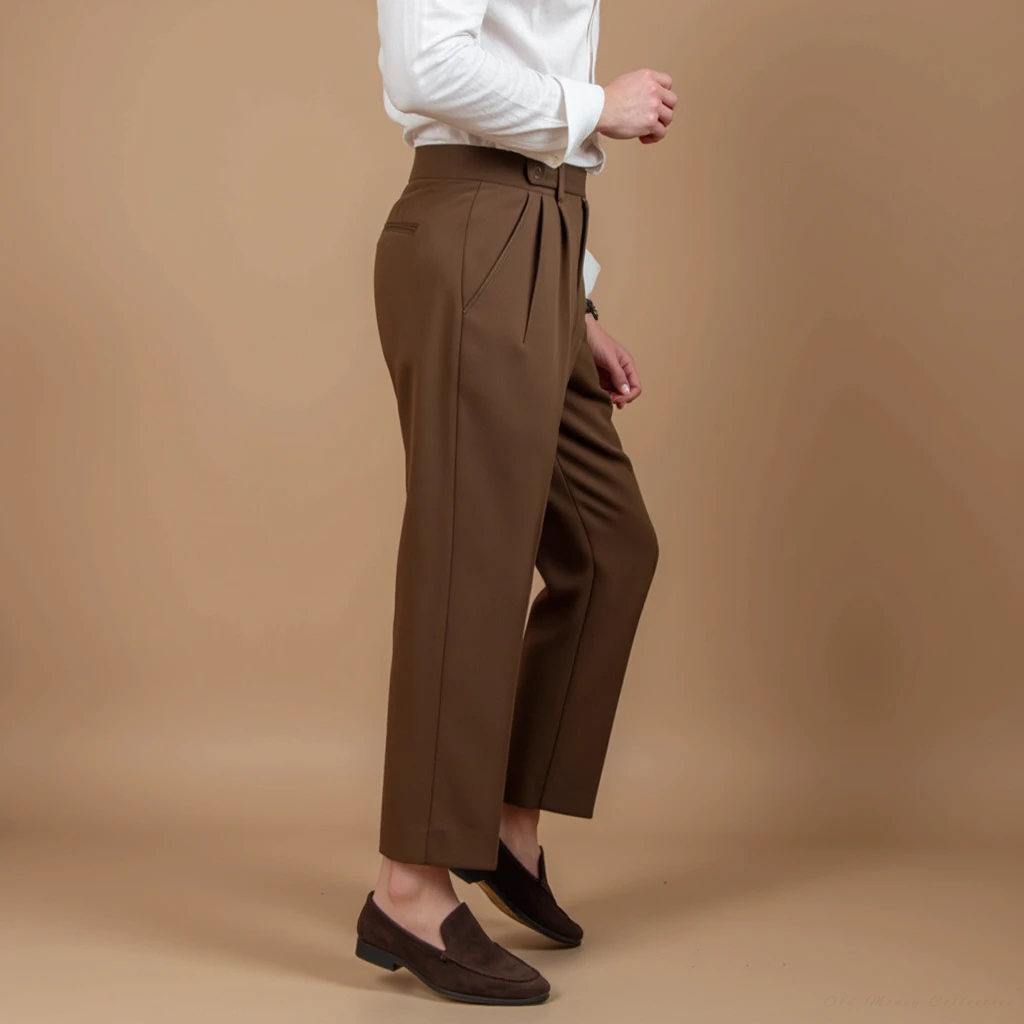 Monaco High Waist Pantalon for men, brown