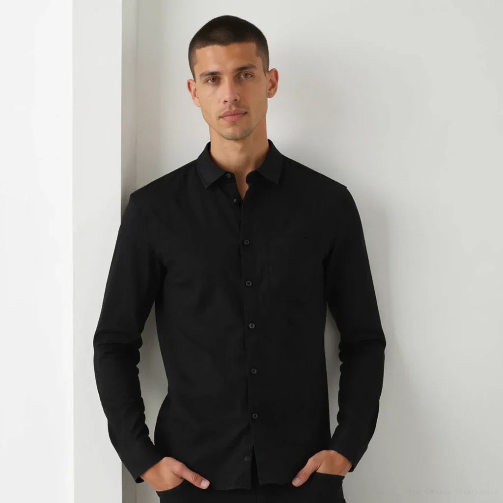 Porto Linen Shirt for men, black