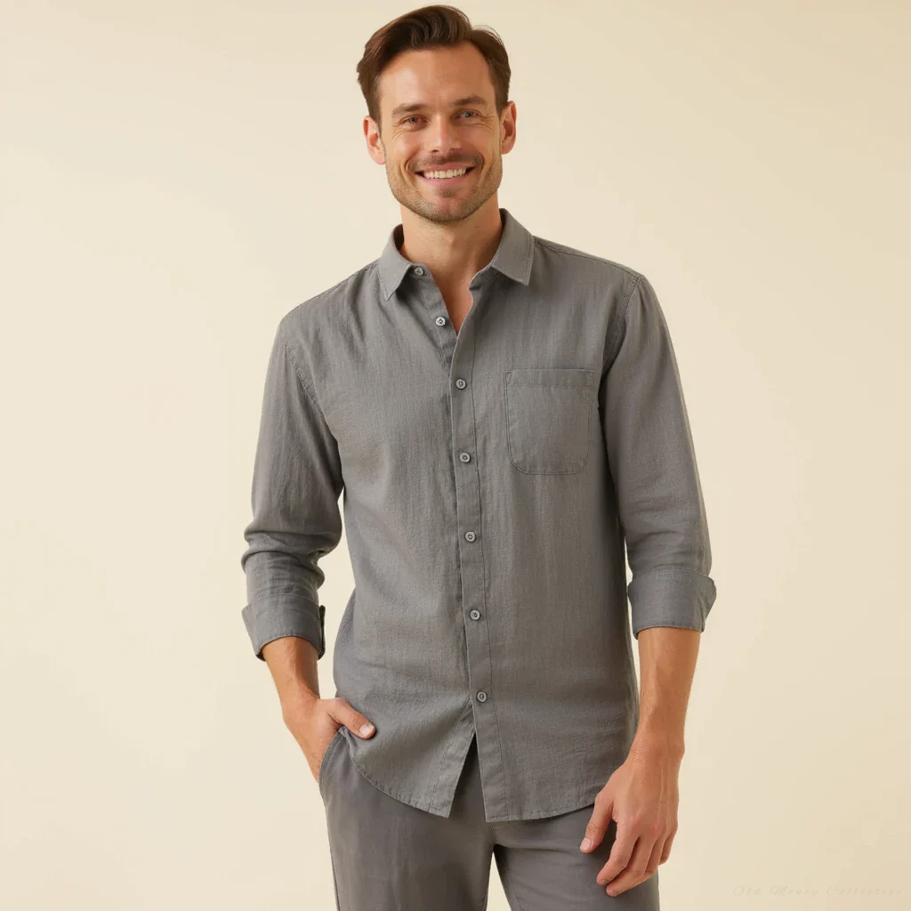 Porto Linen Shirt for men, gray