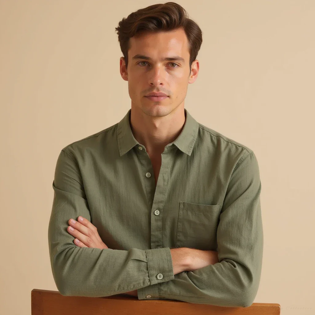 Porto Linen Shirt for men, green