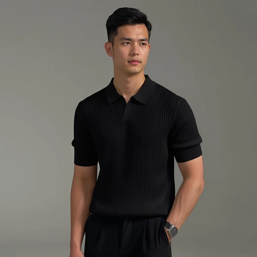 Portofino Silk Mesh T-Shirt for men, black