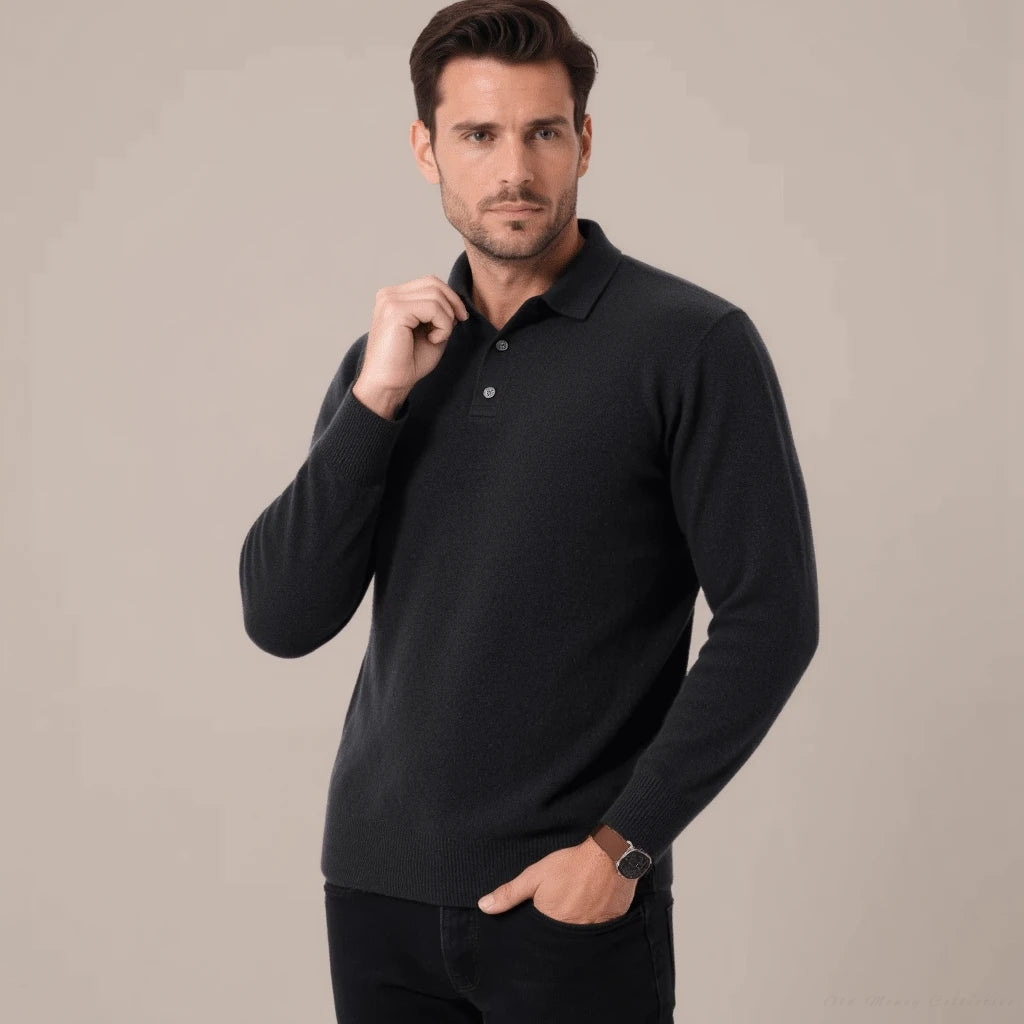 Premium Cashmere Cardigan for men, black