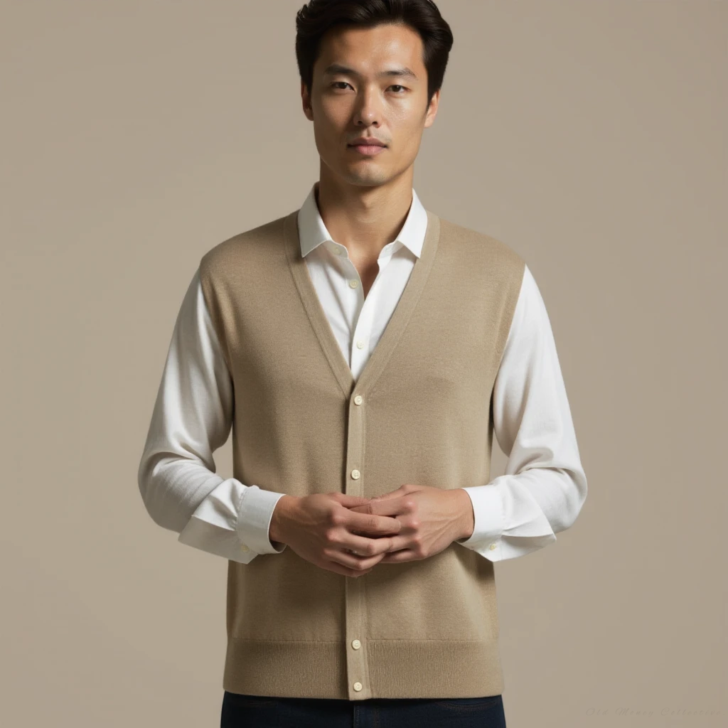 Premium Wool Gilet for men, beige