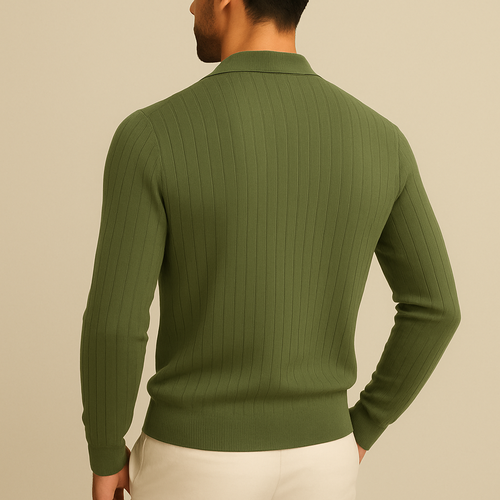 Men's Long Sleeve Knit Polo Shirt for men, view 3