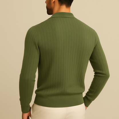 Men's Long Sleeve Knit Polo Shirt for men, view 3