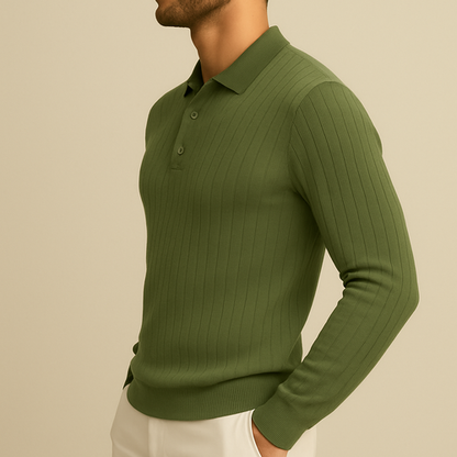 Men's Long Sleeve Knit Polo Shirt for men, view 2