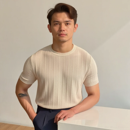 Ribbed T-Shirt for men, beige