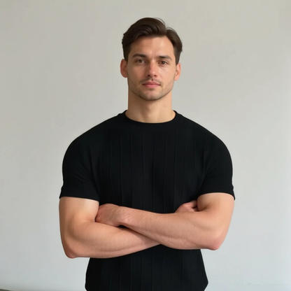 Ribbed T-Shirt for men, black