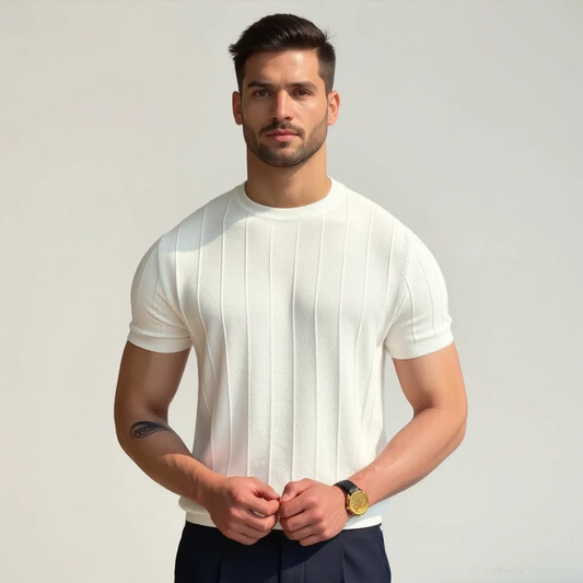 Ribbed T-Shirt for men, white
