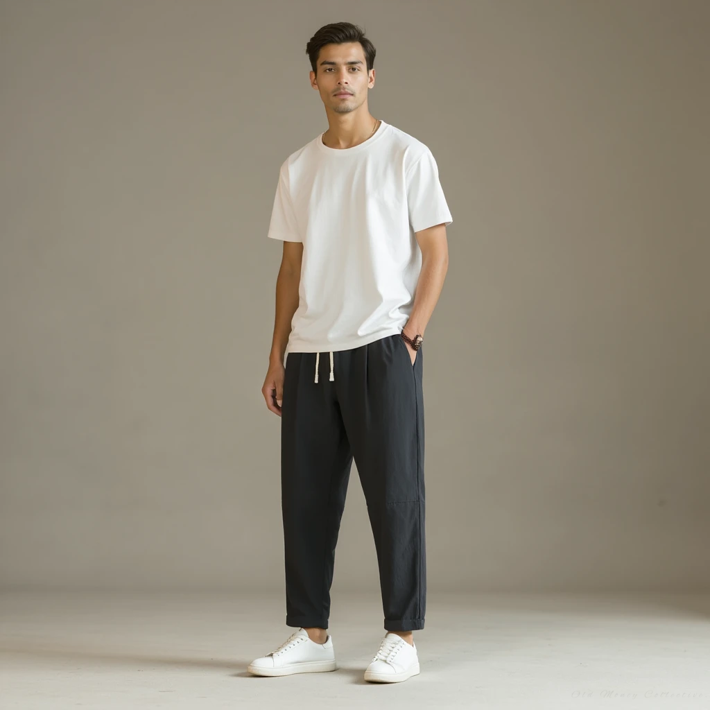 Santorini Linen-Cotton Pantalon for men, dark gray