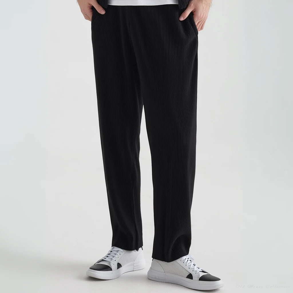 Texture Cotton Pantalon for men, black