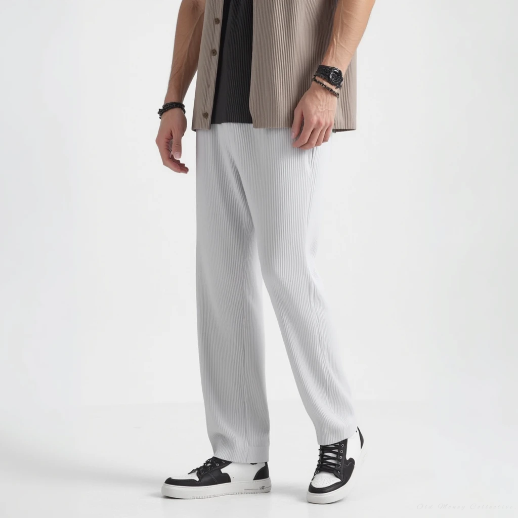 Texture Cotton Pantalon for men, gray