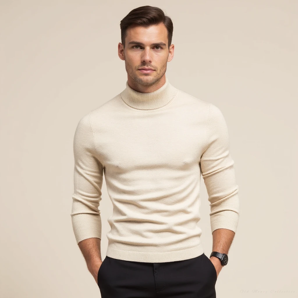 The Monte Carlo Cashmere Blend Turtleneck for men, beige