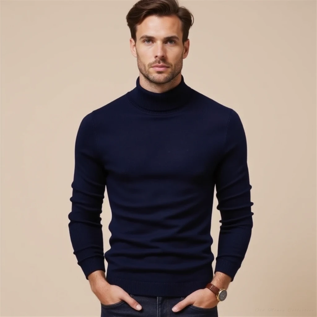 The Monte Carlo Cashmere Blend Turtleneck for men, marine blue
