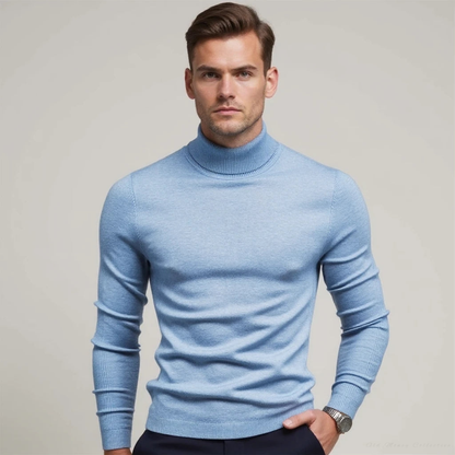 The Monte Carlo Cashmere Blend Turtleneck for men, skye blue