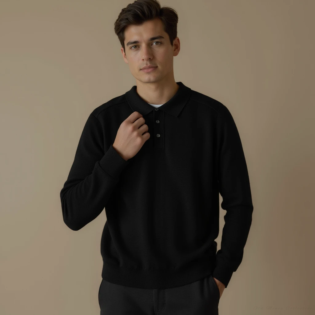 Torino Wool Polo for men, black