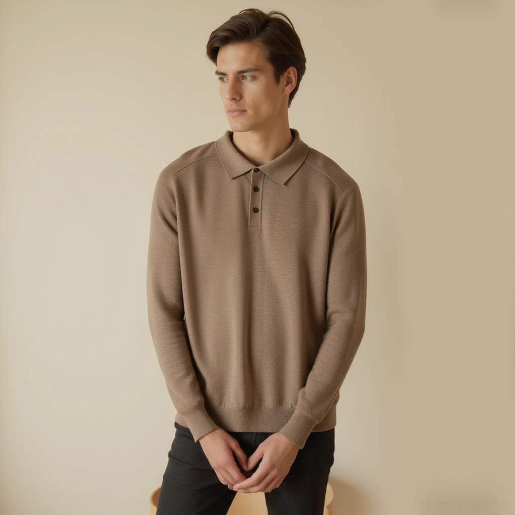 Torino Wool Polo for men, brown