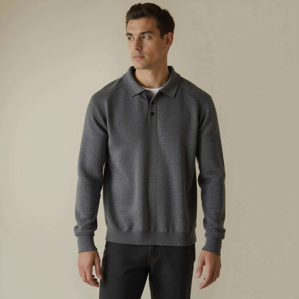 Torino Wool Polo for men, gray