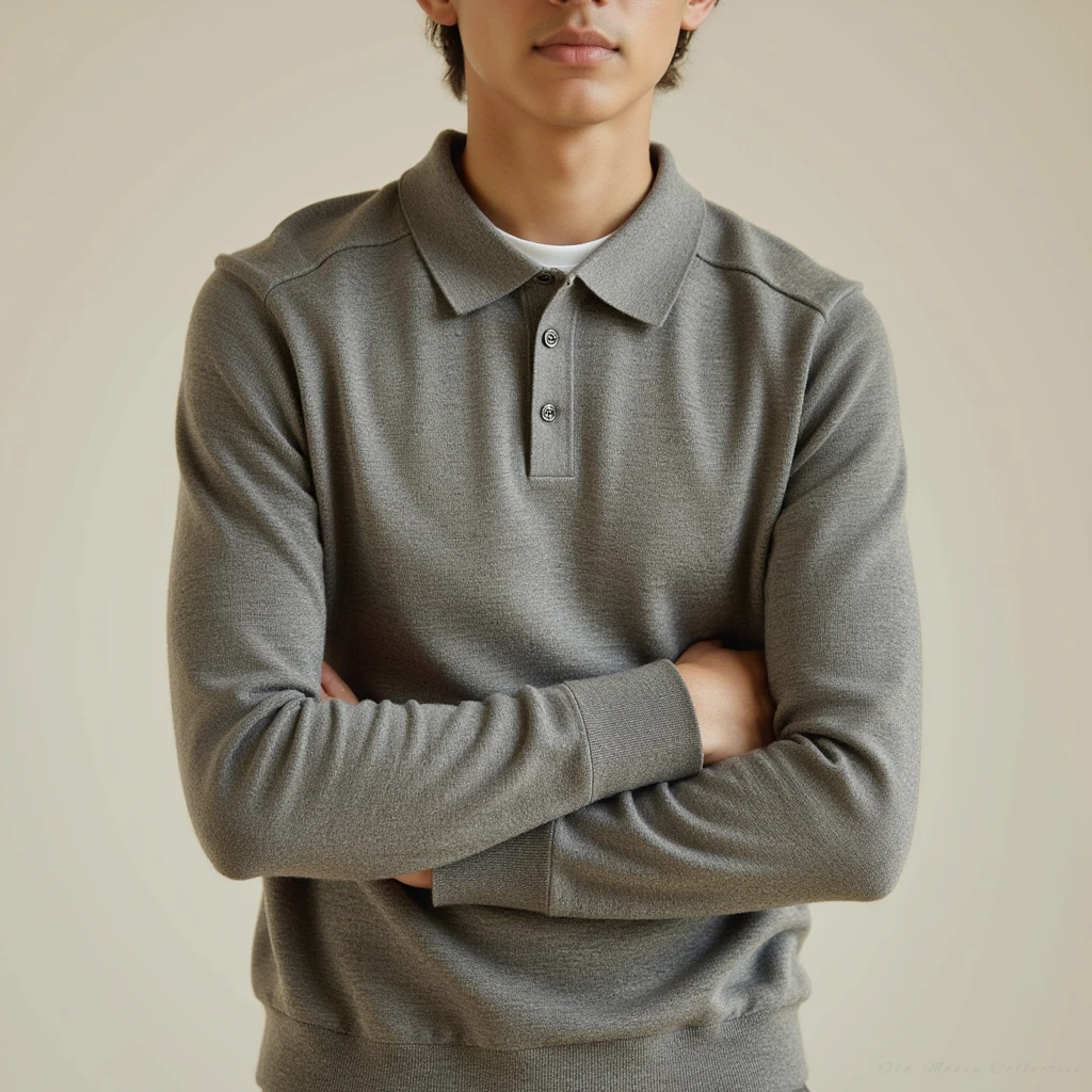 Torino Wool Polo for men, gray
