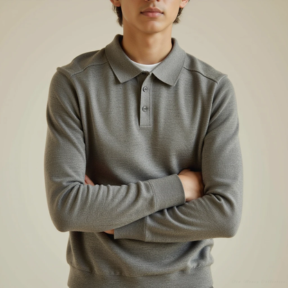 Torino Wool Polo for men, gray