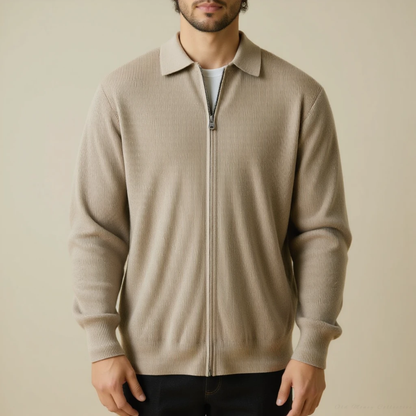 Veneto Wool Zip Sweater for men, beige