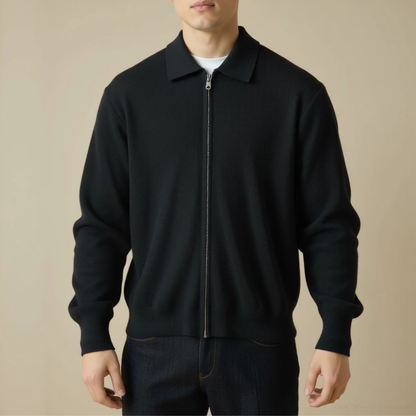 Veneto Wool Zip Sweater for men, black